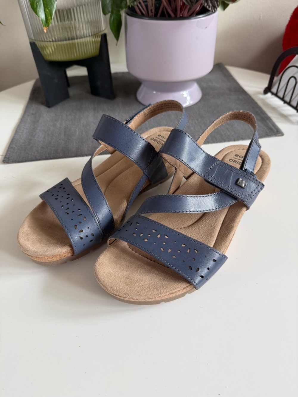 Earth Origins Navy Blue Strappy Comfort Sandals